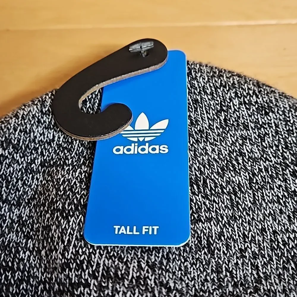 Adidas Originals Tall Utility Cuff Beanie Winter Hat Cap Grey Black White